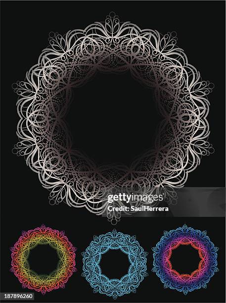 multicolored spirograph image - double rainbow stock illustrations