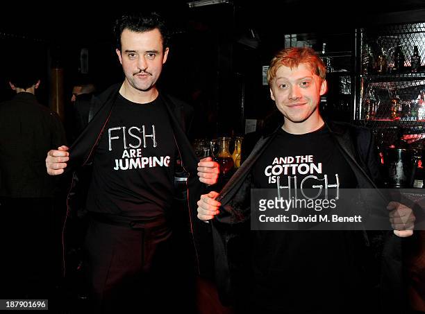 Cast members Daniel Mays and Rupert Grint attend an after party celebrating the press night performance of 'Mojo' at Cafe de Paris on November 13,...