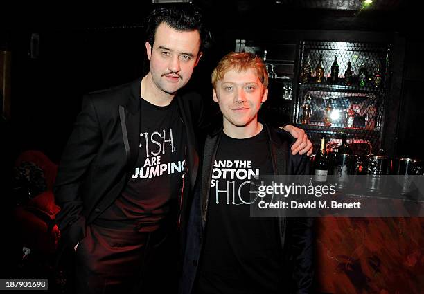 Cast members Daniel Mays and Rupert Grint attend an after party celebrating the press night performance of 'Mojo' at Cafe de Paris on November 13,...