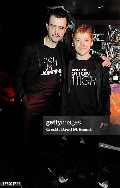 Cast members Daniel Mays and Rupert Grint attend an after party celebrating the press night performance of 'Mojo' at Cafe de Paris on November 13,...