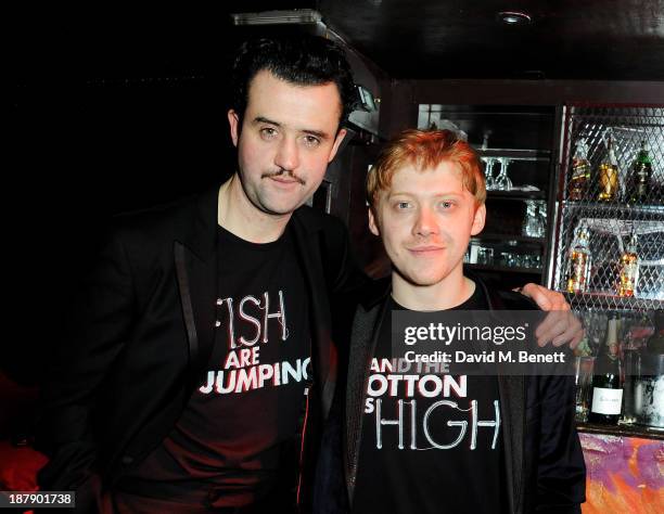 Cast members Daniel Mays and Rupert Grint attend an after party celebrating the press night performance of 'Mojo' at Cafe de Paris on November 13,...