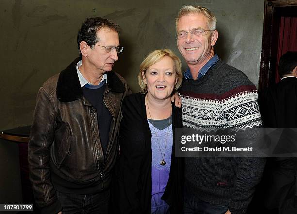 David Lan, Maria Friedman and Stephen Daldry attend an after party celebrating the press night performance of 'Mojo' at Cafe de Paris on November 13,...