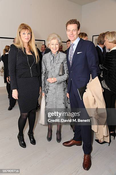 Sheila Yarrow, Princess Alexandra and James Ogilvy attend the private view of ENCOUNTER the stunning wildlife photography of David Yarrow at Saatchi...