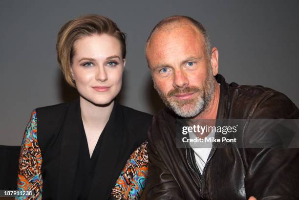 Actress Evan Rachel Wood and director Fredrik Bond attend "Meet The Actor: Charlie Countryman" at the Apple Store Soho on November 13, 2013 in New...