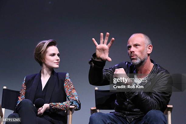 Evan Rachel Wood and director Fredrik Bond attend "Meet The Actor: Charlie Countryman" at Apple Store Soho on November 13, 2013 in New York City.