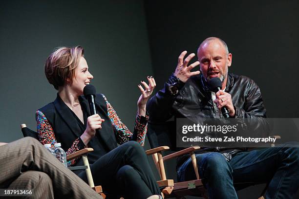 Evan Rachel Wood and Fredrik Bond attend "Meet The Actor: Charlie Countryman" at Apple Store Soho on November 13, 2013 in New York City.