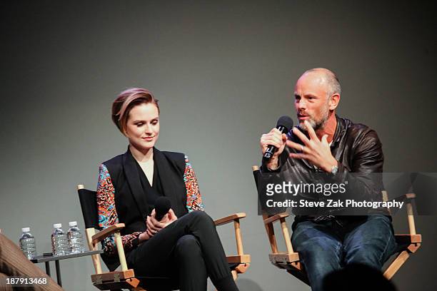 Evan Rachel Wood and Fredrik Bond attend "Meet The Actor: Charlie Countryman" at Apple Store Soho on November 13, 2013 in New York City.