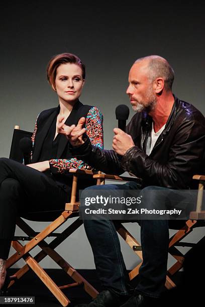 Evan Rachel Wood and Fredrik Bond attend "Meet The Actor: Charlie Countryman" at Apple Store Soho on November 13, 2013 in New York City.