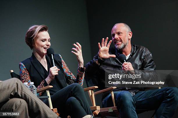 Evan Rachel Wood and Fredrik Bond attend "Meet The Actor: Charlie Countryman" at Apple Store Soho on November 13, 2013 in New York City.