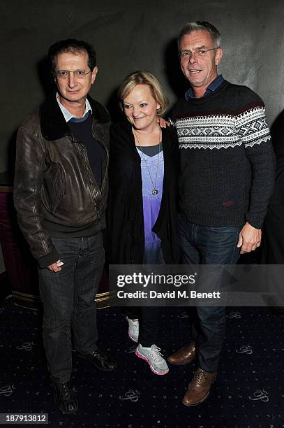 David Lan, Maria Friedman and Stephen Daldry attend an after party celebrating the press night performance of 'Mojo' at Cafe de Paris on November 13,...