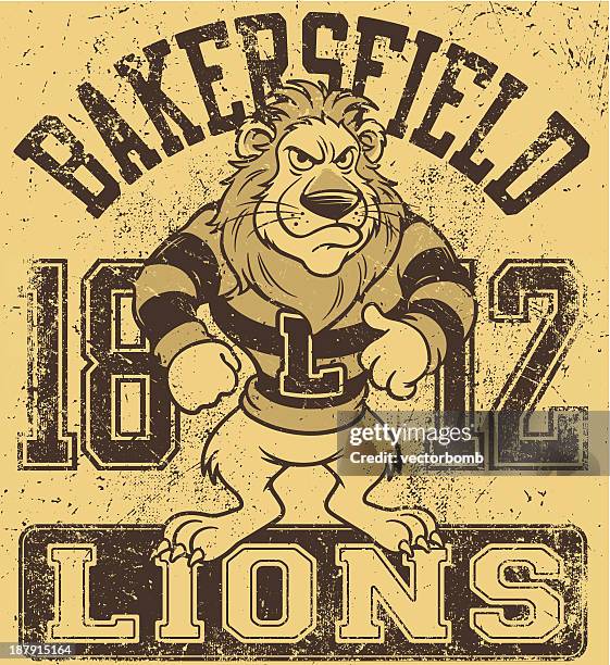 retro cartoon lion mascot design - maskot stock illustrations