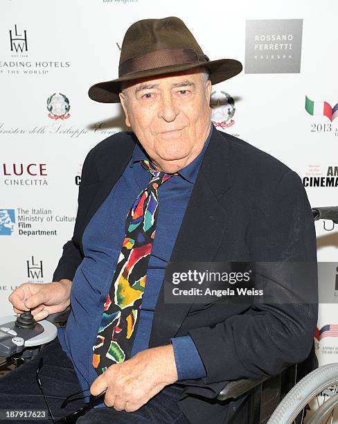 Director Bernardo Bertolucci attends the press reception announcing The Line-up for The Cinema Italian Style 2013 Film Festival at Sunset Tower on...