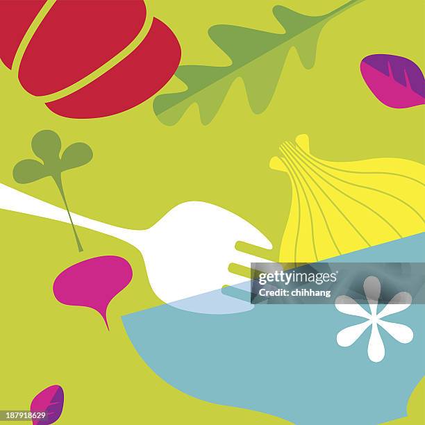 frisch essen (grün) - salatschüssel stock-grafiken, -clipart, -cartoons und -symbole