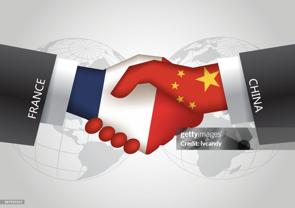 Francia-China apretón de manos