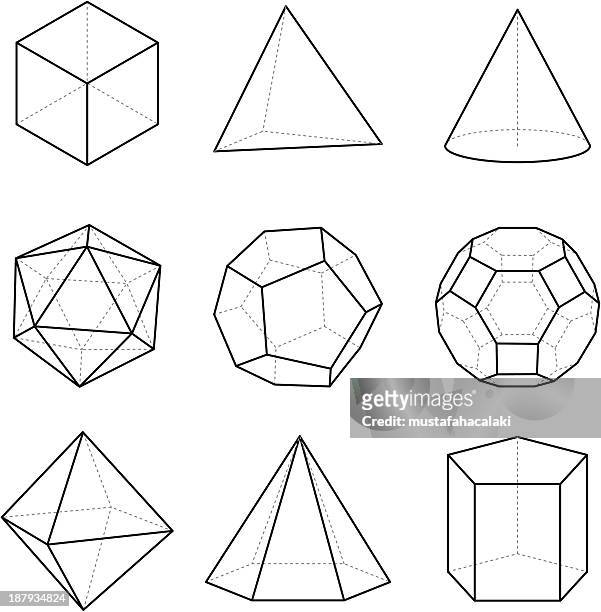 geometric solids - three dimensional stock illustrations