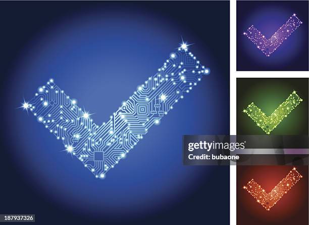check mark circuit board color set - check yes stock illustrations