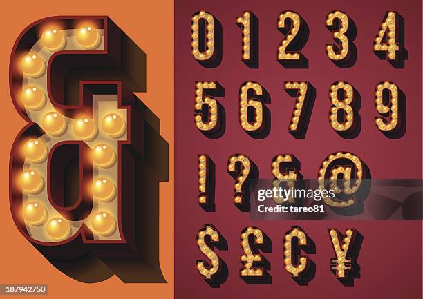 vector illustration of neon sign types - circus lights stock illustrations