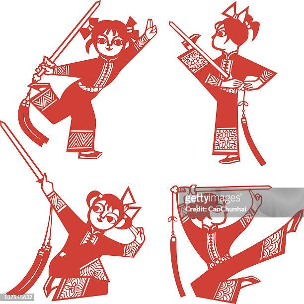 sword dancing - martial arts vector stock illustrations