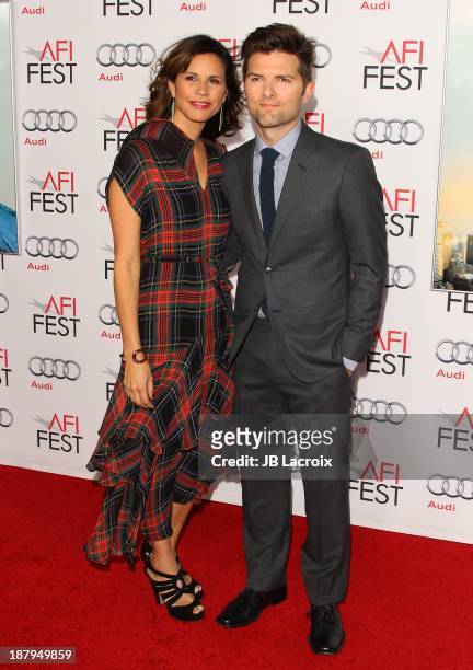 Adam Scott and Naomi Sablan attend the AFI FEST 2013 Presented By Audi - 'The Secret Life Of Walter Mitty' Premiere at TCL Chinese Theatre on...
