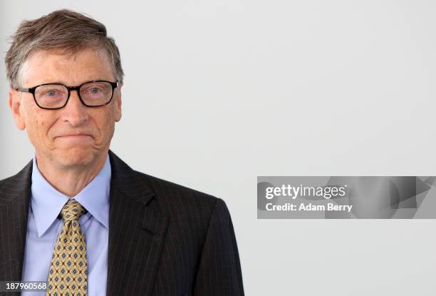 Bill Gates, co-founder of the Bill & Melinda Gates Foundation and former head of Microsoft, poses at the German federal chancellery on November 14,...