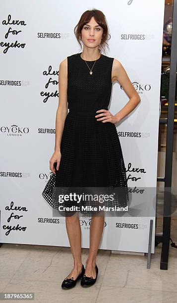 Alexa Chung attends the photocall to Launch her new make up collection in collaboration with Eyeko at Selfridges on November 14, 2013 in London,...