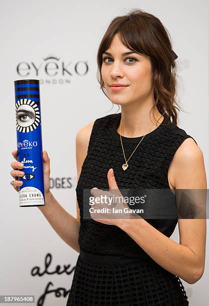 Alexa Chung attends a photocall to Launch her new make up collection in collaboration with Eyeko at Selfridges on November 14, 2013 in London,...