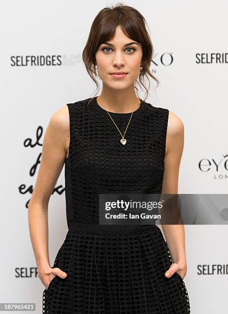 Alexa Chung attends a photocall to Launch her new make up collection in collaboration with Eyeko at Selfridges on November 14, 2013 in London,...