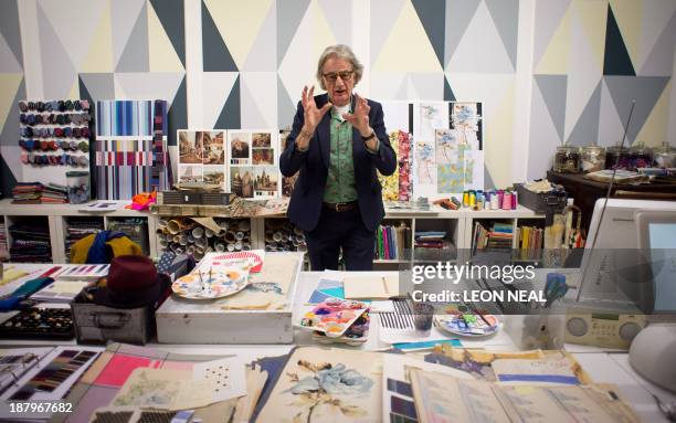 British fashion designer Paul Smith is pictured in a replica of his design studio as he launches an exhibition entitled "Hello, My Name is Paul...