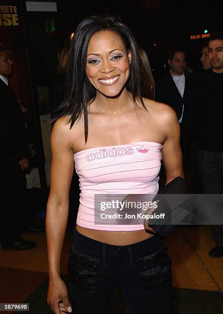 Actress Robin Givens attends the premiere of "Head Of State" at the Mann's Bruin Theater on March 26, 2003 in Westwood, California.