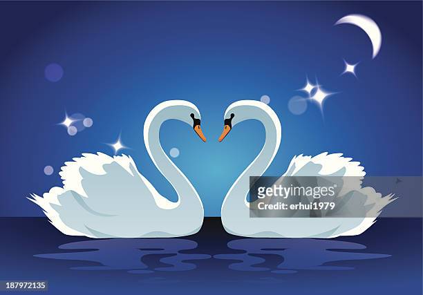 swan - date night romance stock illustrations