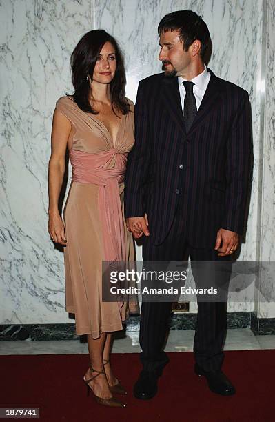Actors David Arquette and Courteney Cox Arquette arrive at the Wellness Community of West Los Angeles Human Spirit Awards Gala at the Regent Beverly...