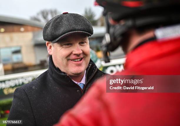 Dublin , Ireland - 27 December 2023; Trainer Gordon Elliott and jockey Jack Kennedy after the Paddy Power Future Champions Novice Hurdle on day two...