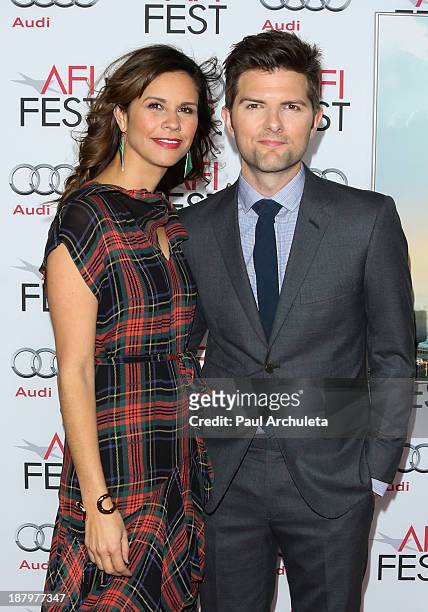 Actor Adam Scott and his wife Naomi Sablan attend "The Secret Life Of Walter Mitty" premiere at AFI FEST 2013 at TCL Chinese Theatre on November 13,...