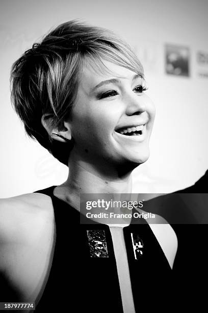 Jennifer Lawrence attends the 'The Hunger Games: Catching Fire' Photocall during the 8th Rome Film Festival at the Auditorium Parco Della Musica on...