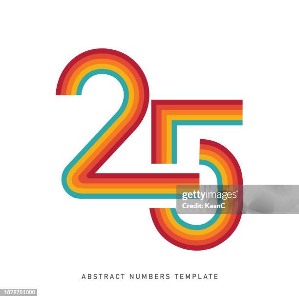 nummer 25. abstrakte zahlenvorlage. jubiläumsnummer vorlage isoliert, jubiläum symbol etikett, jubiläumssymbol vektor stock-illustration - 25th anniversary party stock-grafiken, -clipart, -cartoons und -symbole