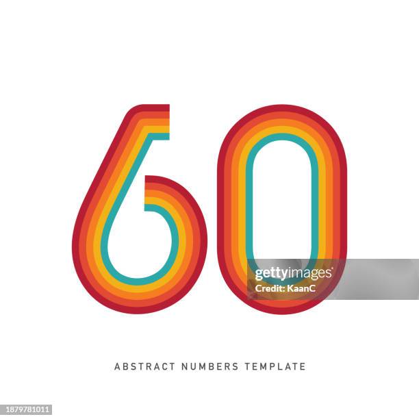 number 60. abstract number template. anniversary number template isolated, anniversary icon label, anniversary symbol vector stock illustration - 60th anniversary stock illustrations