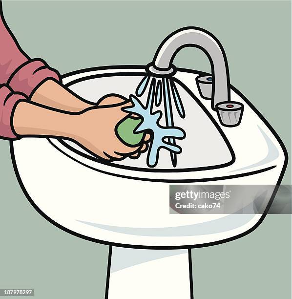 washing hands - bathroom drawer stock illustrations