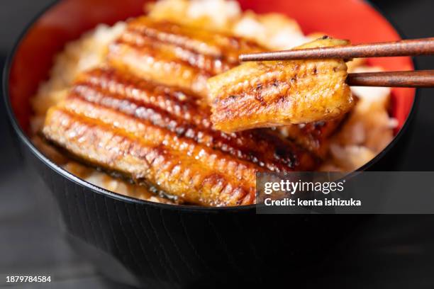 delicious eel bowl image 02 - unagi stock-fotos und bilder