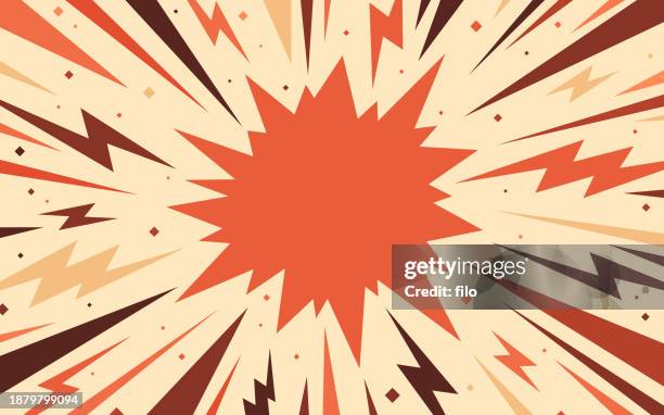 ilustrações de stock, clip art, desenhos animados e ícones de blast zap excitement explosion abstract background - bombardeamento