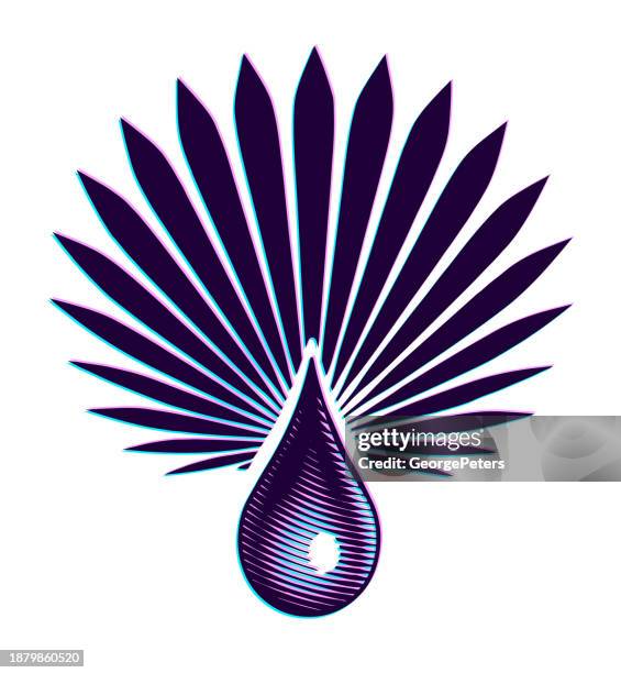 blue agave plant and drip of extract with glitch technique - aloe vera stock illustrations