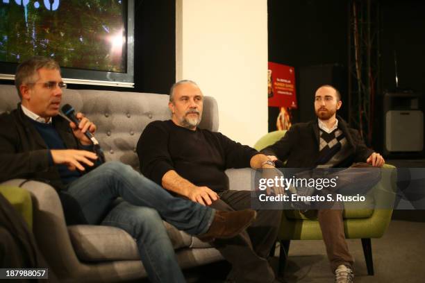 Special effects supervisor Sergio Stivaletti and visual effects supervisor Pasquale Di Viccaro speaks at the 'The Hunger Games: Catching Fire' Event...