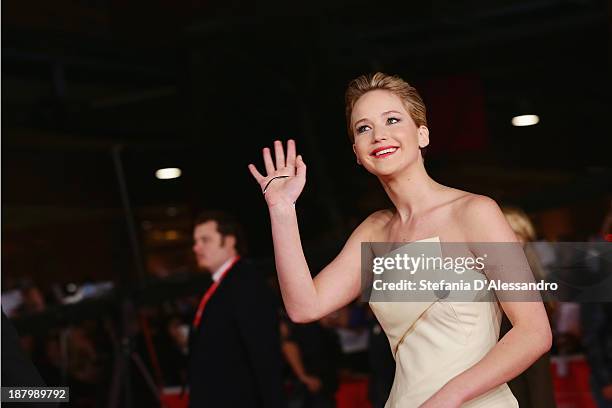Jennifer Lawrence attends 'The Hunger Games: Catching Fire' Premiere during The 8th Rome Film Festival on November 14, 2013 in Rome, Italy.