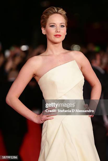 Jennifer Lawrence attends 'The Hunger Games: Catching Fire' Premiere during The 8th Rome Film Festival on November 14, 2013 in Rome, Italy.