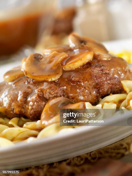 salisbury steak - gravy stock pictures, royalty-free photos & images