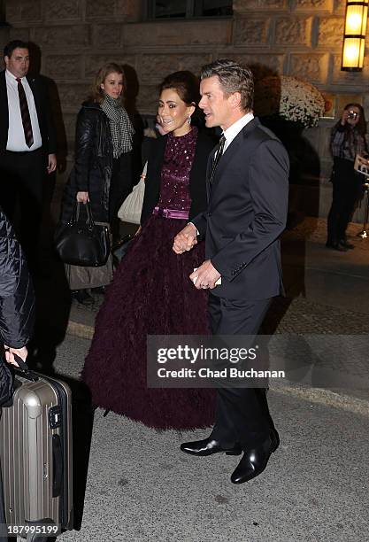 German television program host Markus Lanz and wife Angela Gessmann sighting at the Hotel de Rome on November 14, 2013 in Berlin, Germany.