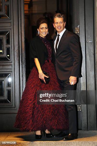 German television program host Markus Lanz and wife Angela Gessmann sighting at the Hotel de Rome on November 14, 2013 in Berlin, Germany.