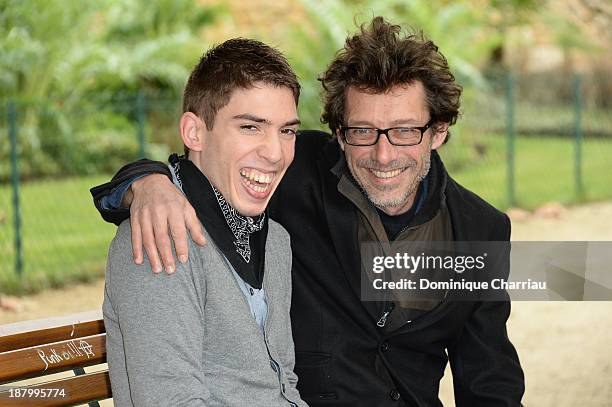 French Director Nils Tavernier and Fabien Heraud pose for the 'L'Epreuve d'une vie' photocall during the 22rd Sarlat Film Festival on November 14,...