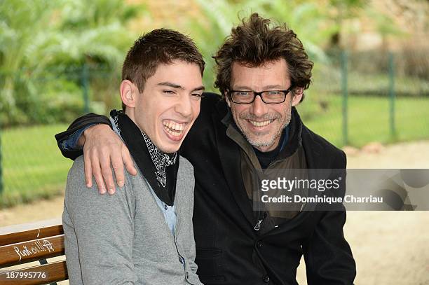 French Director Nils Tavernier and Fabien Heraud pose for the 'L'Epreuve d'une vie' photocall during the 22rd Sarlat Film Festival on November 14,...