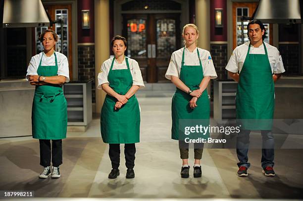 Jazz Hands" Episode 1107 -- Pictured: Contestants Nina Compton, Carrie Mashaney, Stephanie Cmar, Carlos Gaytan --