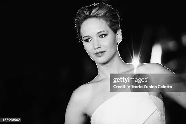 Actress Jennifer Lawrence attends the 'The Hunger Games: Catching Fire' Premiere during The 8th Rome Film Festival at Auditorium Parco Della Musica...